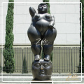 Famous Fernando Botero bronze yoga fat lady female sculpture